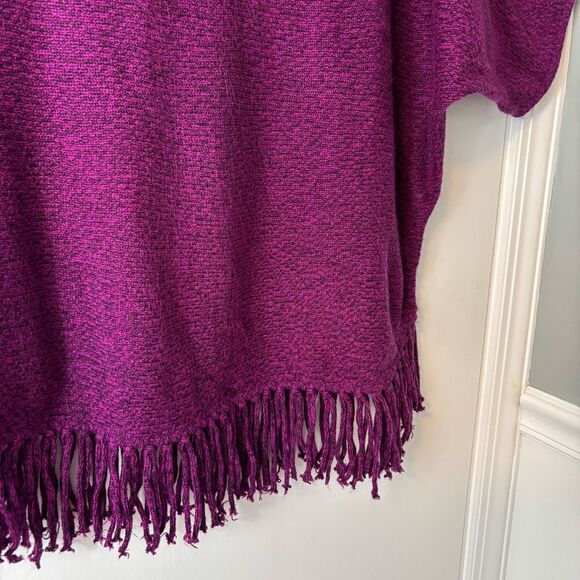 ny collection marled purple scoop neck dolman 3/4 sleeve fringe sweater XL - Picture 8 of 9